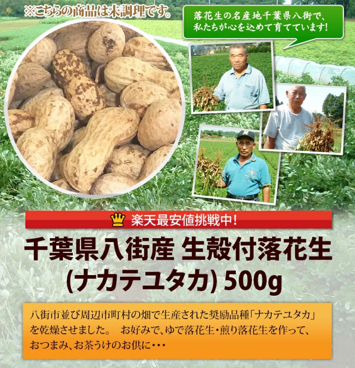 2023年度産 新豆 未調理なまから付落花生(ナカテユタカ)500ｇ