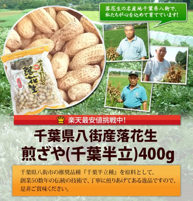 2023年度産 新豆 煎ざや（千葉半立）400g 千葉県産八街落花生 - 千葉県